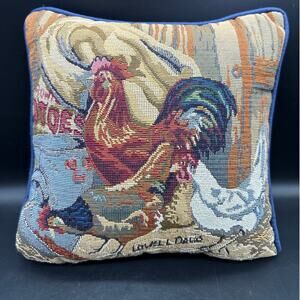 Lowell Davis Rooster Tapestry Pillow 11 inches square